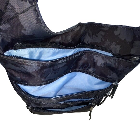 Baggallini Black Floral Design Adjustable Strap Zippered RFID Crossbody Bag Sz M - Picture 10 of 14